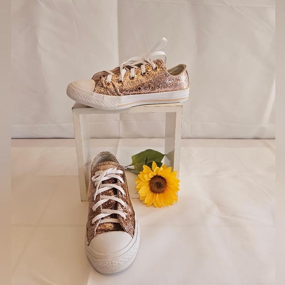 Converse Glitter Chuck Taylor All Star Junior. Dust Pink Glitter Size 2. - Picture 2 of 16